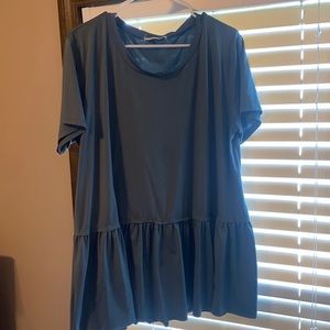 Plus size dusty blue baby doll top